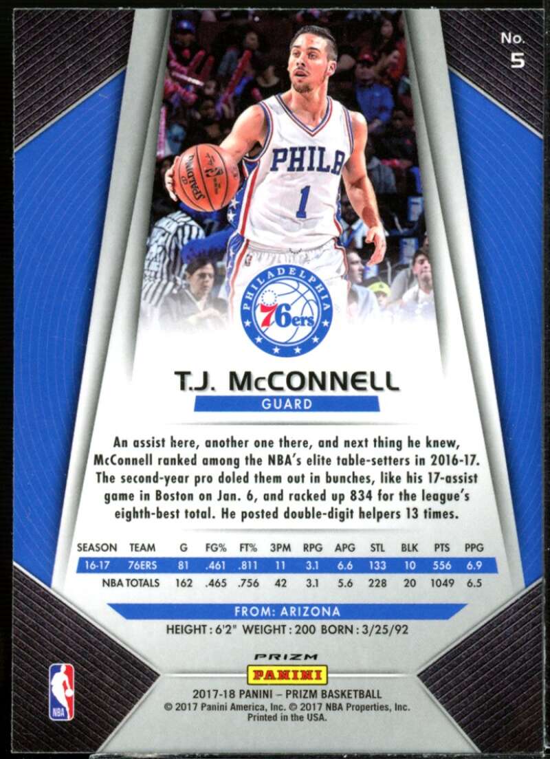 T.J. McConnell Card 2017-18 Panini Prizm Prizms Silver #5  Image 2