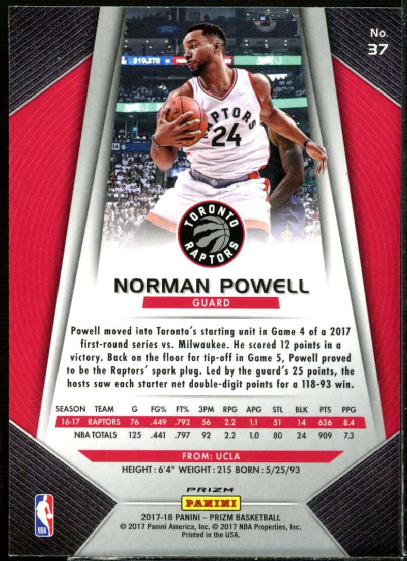 Norman Powell Card 2017-18 Panini Prizm Prizms Silver #37  Image 2