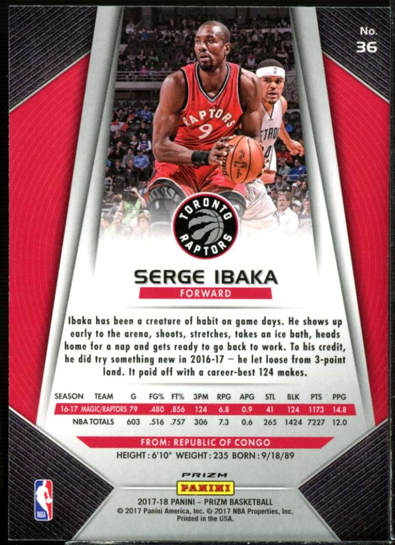 Serge Ibaka Card 2017-18 Panini Prizm Prizms Silver #36  Image 2