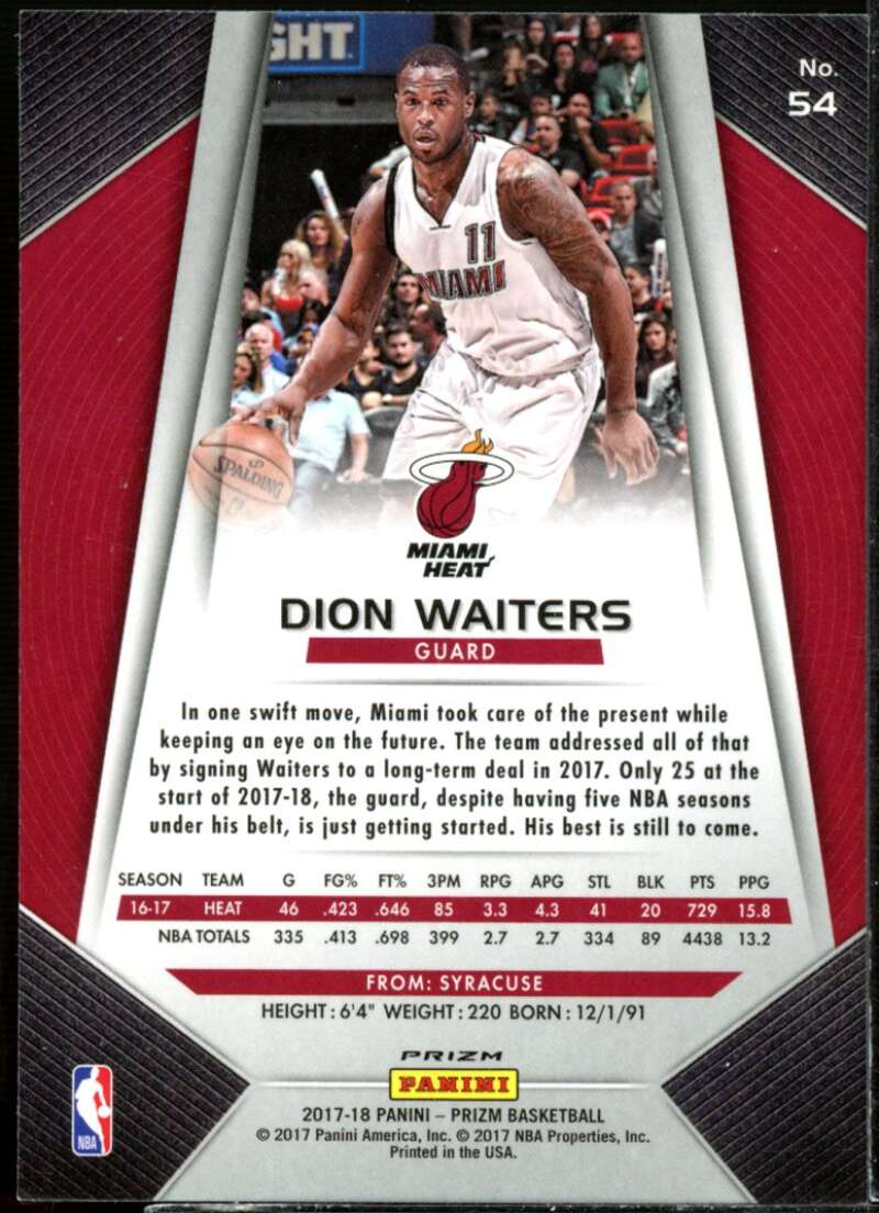 Dion Waiters Card 2017-18 Panini Prizm Prizms Silver #54  Image 2