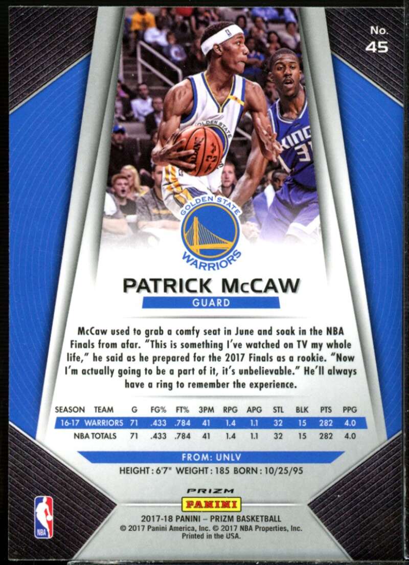 Patrick McCaw Card 2017-18 Panini Prizm Prizms Silver #45  Image 2