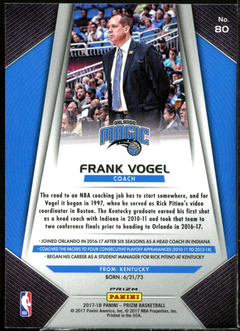 Frank Vogel CO Card 2017-18 Panini Prizm Prizms Silver #80  Image 2