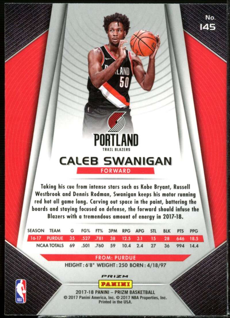 Caleb Swanigan Card 2017-18 Panini Prizm Prizms Silver #145  Image 2