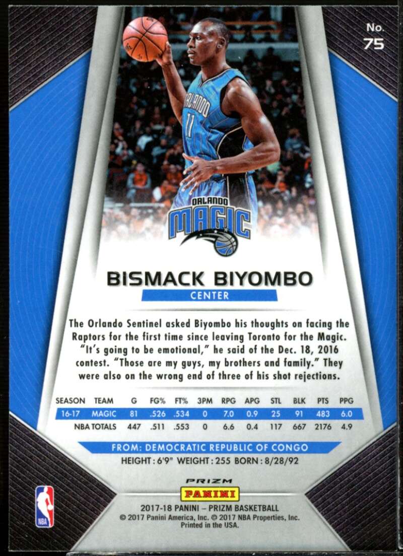 Bismack Biyombo Card 2017-18 Panini Prizm Prizms Silver #75  Image 2