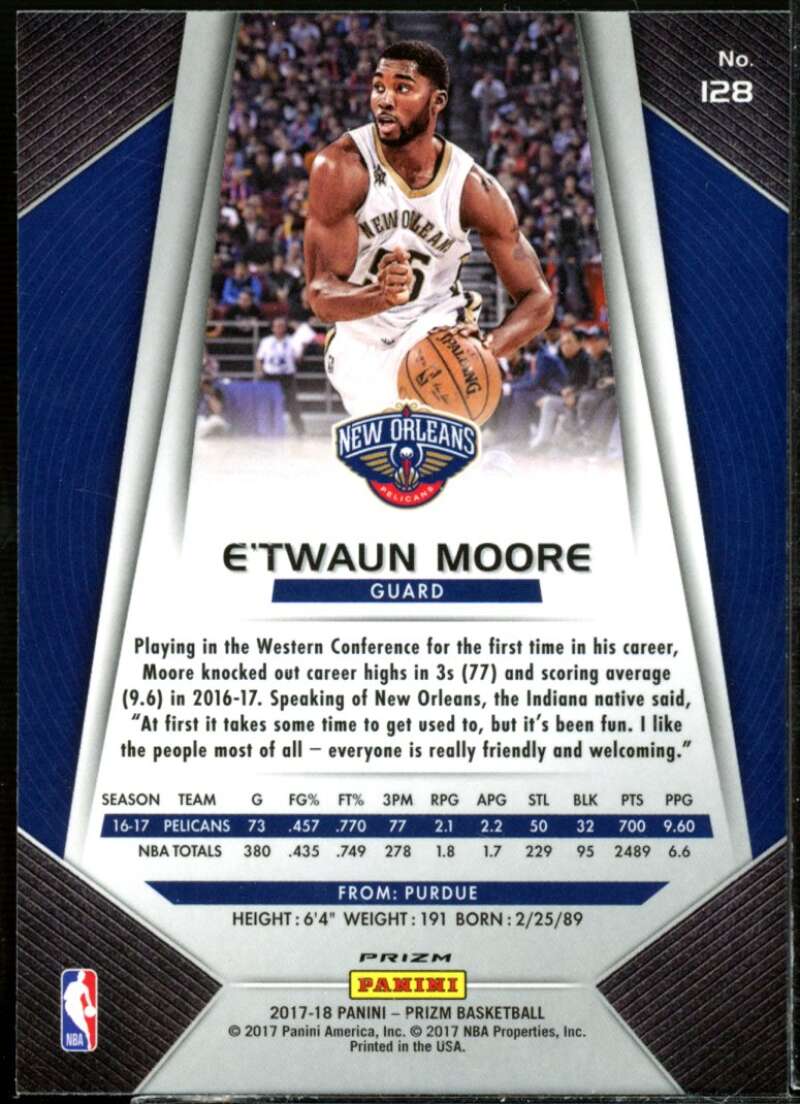 E'Twaun Moore Card 2017-18 Panini Prizm Prizms Silver #128  Image 2