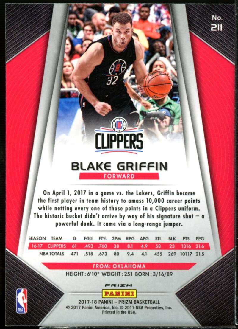 Blake Griffin Card 2017-18 Panini Prizm Prizms Silver #211  Image 2