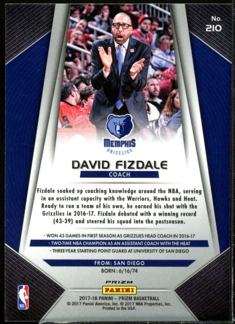 David Fizdale CO Card 2017-18 Panini Prizm Prizms Silver #210  Image 2