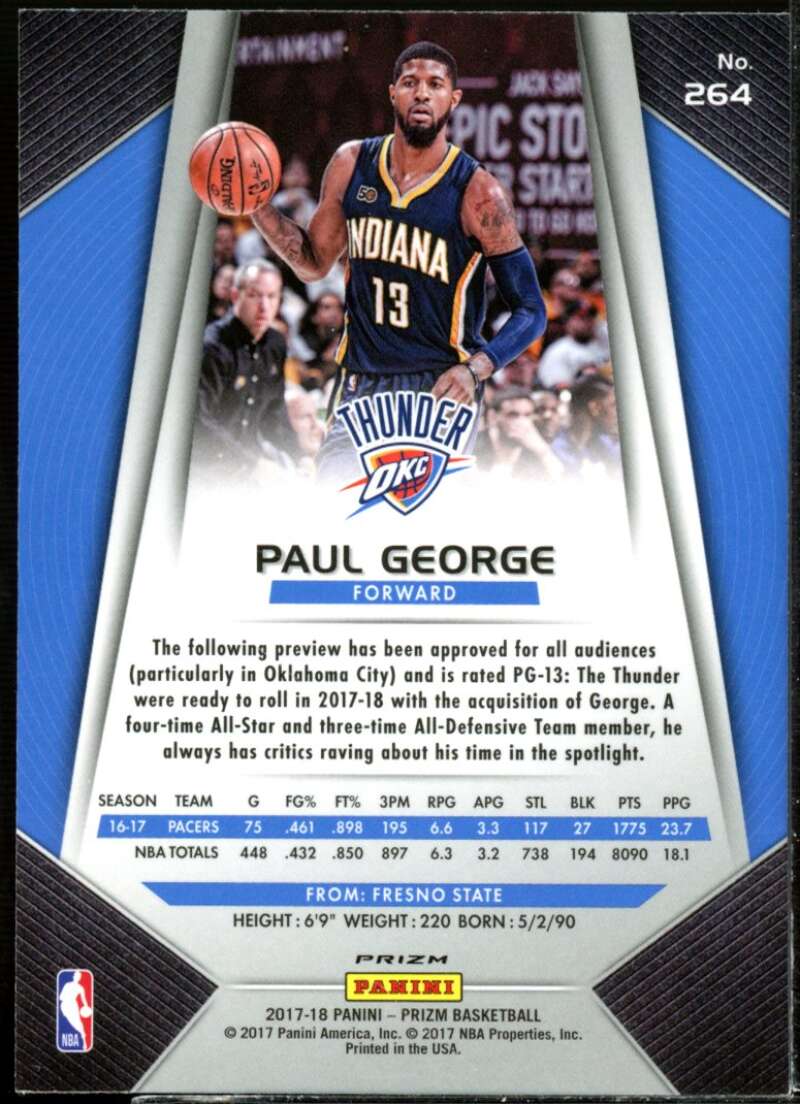 Paul George Card 2017-18 Panini Prizm Prizms Silver #264  Image 2