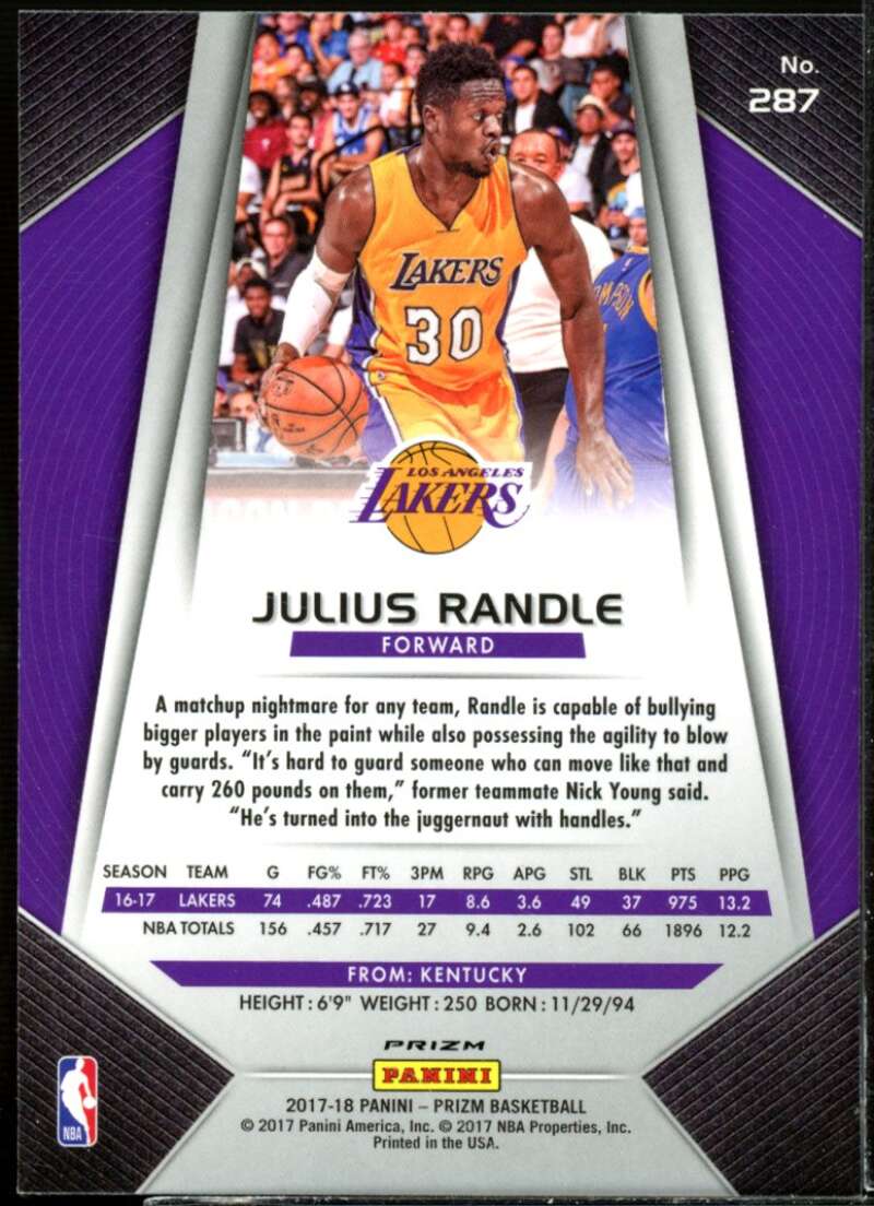 Julius Randle Card 2017-18 Panini Prizm Prizms Silver #287  Image 2