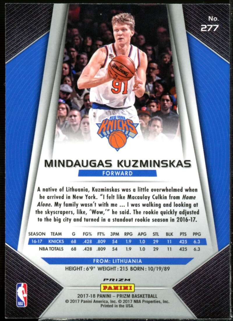 Mindaugas Kuzminskas Card 2017-18 Panini Prizm Prizms Green #277  Image 2