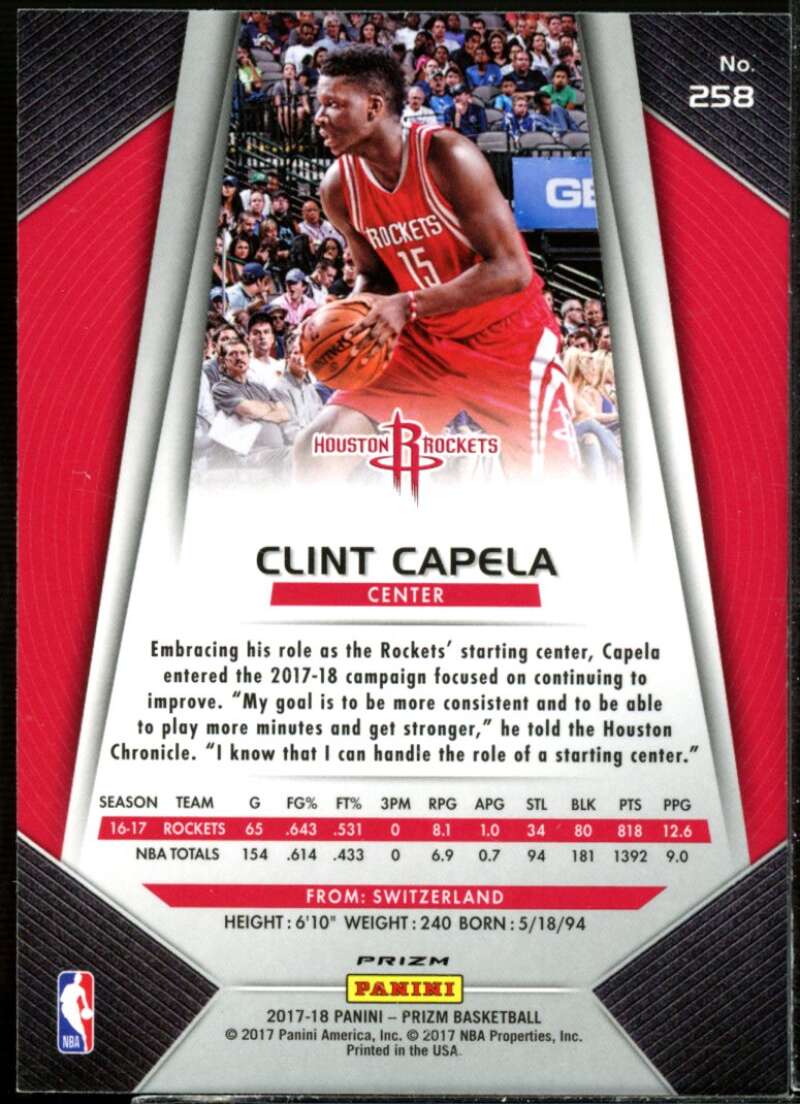 Clint Capela Card 2017-18 Panini Prizm Prizms Green #258  Image 2