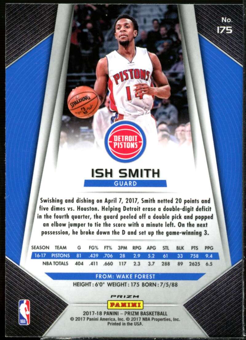 Ish Smith Card 2017-18 Panini Prizm Prizms Green #175  Image 2
