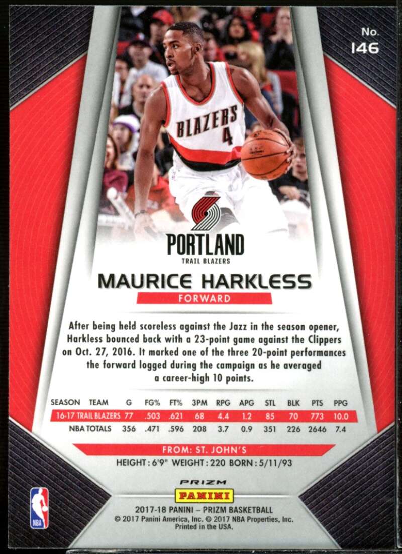 Maurice Harkless Card 2017-18 Panini Prizm Prizms Green #146  Image 2
