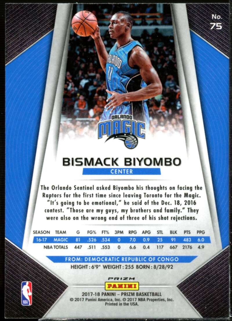 Bismack Biyombo Card 2017-18 Panini Prizm Prizms Green #75  Image 2