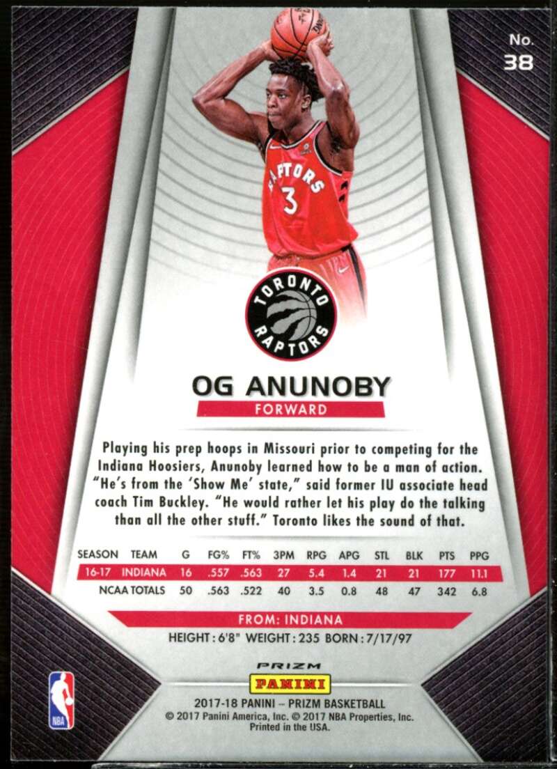 OG Anunoby Card 2017-18 Panini Prizm Prizms Green #38  Image 2