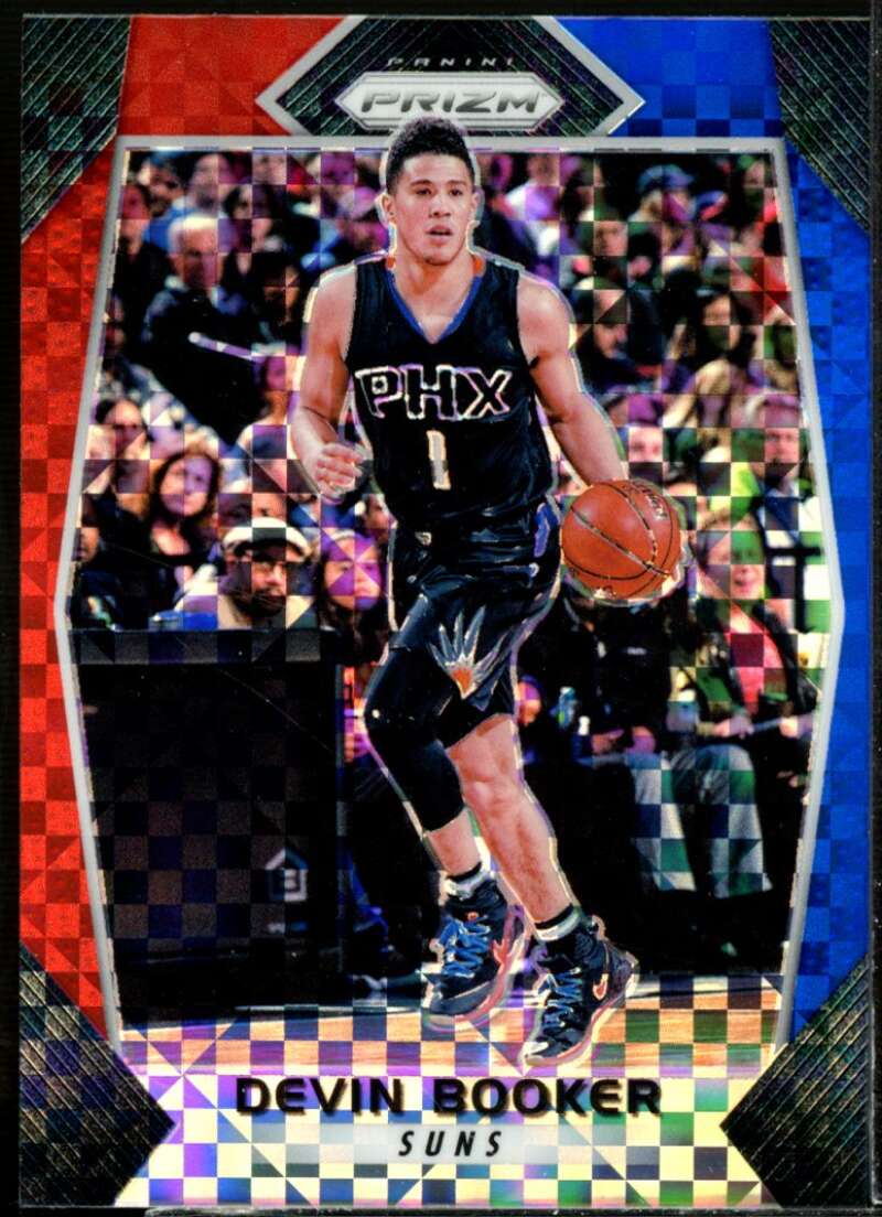 Devin Booker Card 2017-18 Panini Prizm Prizms Red White and Blue #63  Image 1