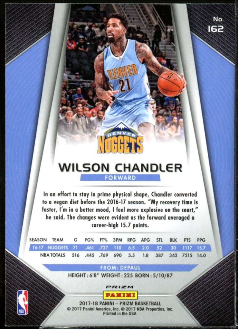 Wilson Chandler Card 2017-18 Panini Prizm Prizms Red White and Blue #162  Image 2