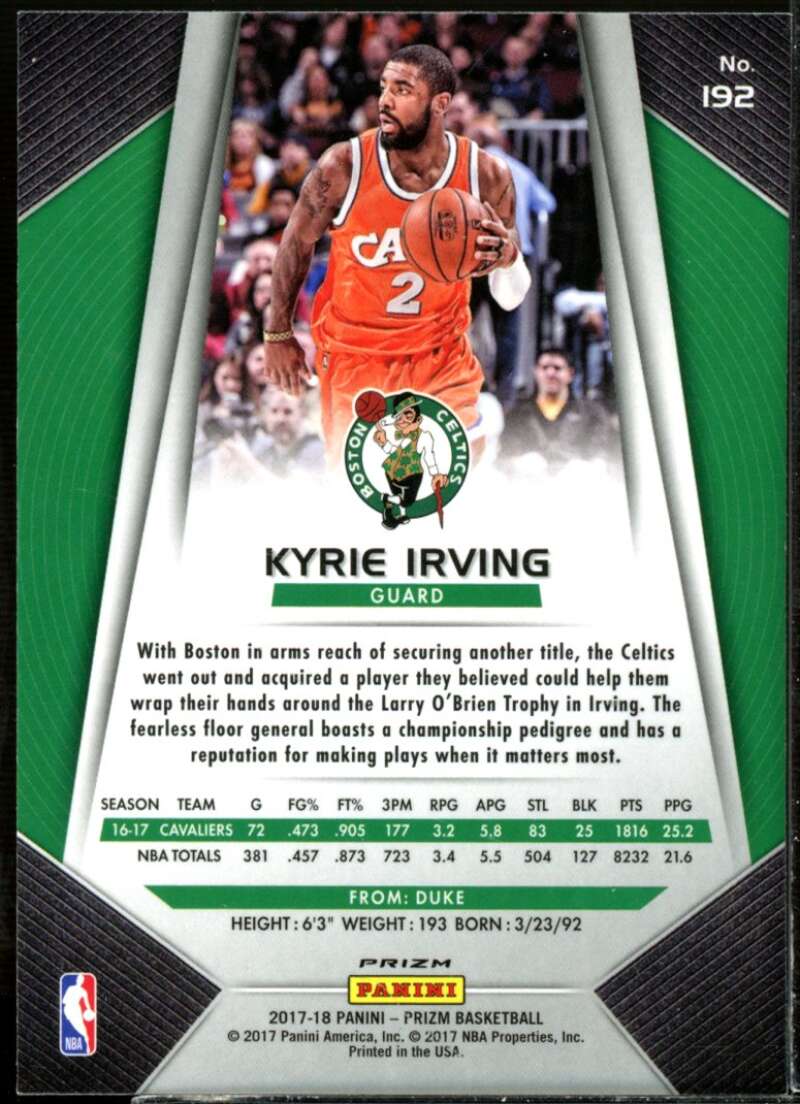Kyrie Irving Card 2017-18 Panini Prizm Prizms Red White and Blue #192  Image 2