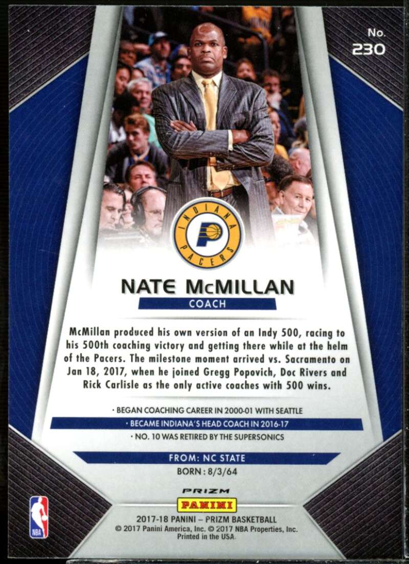 Nate McMillan CO Card 2017-18 Panini Prizm Prizms Red White and Blue #230  Image 2