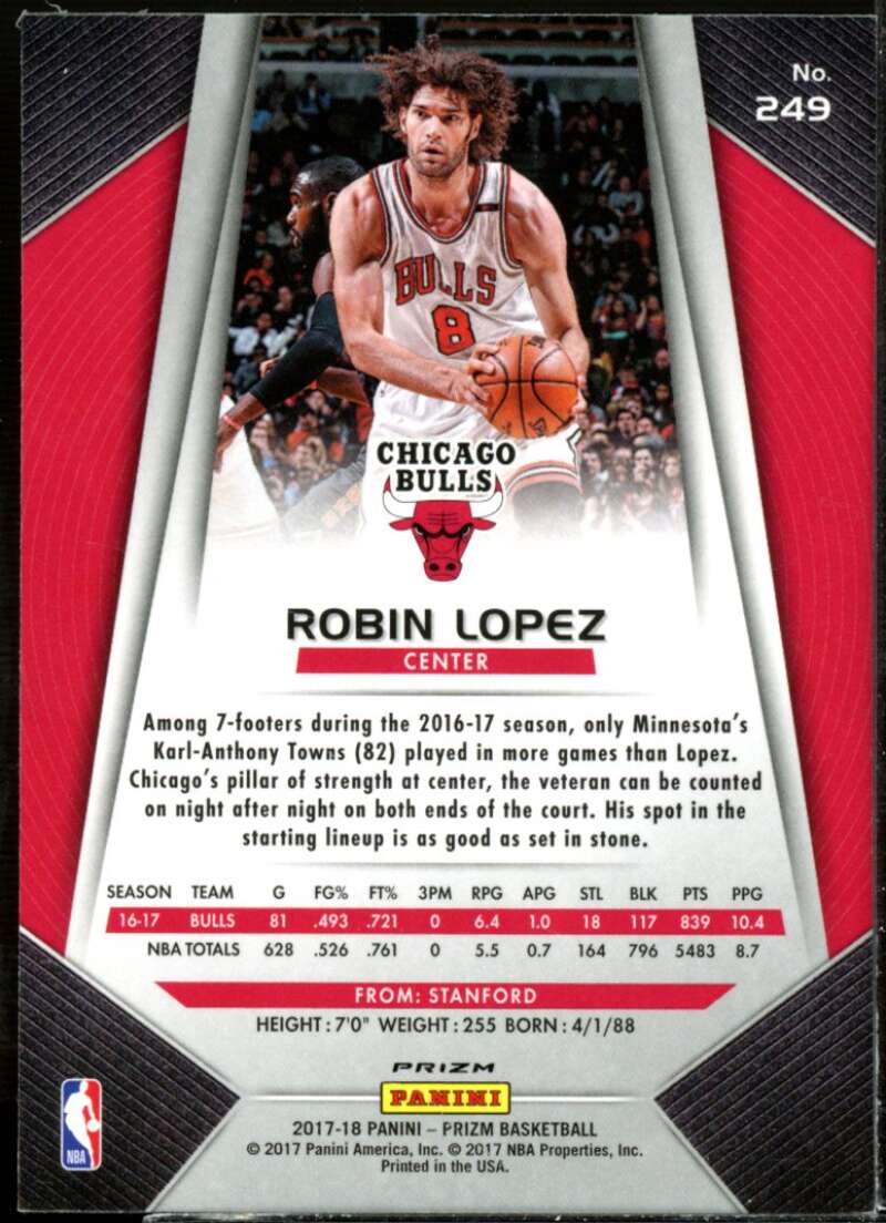 Robin Lopez Card 2017-18 Panini Prizm Prizms Red White and Blue #249  Image 2