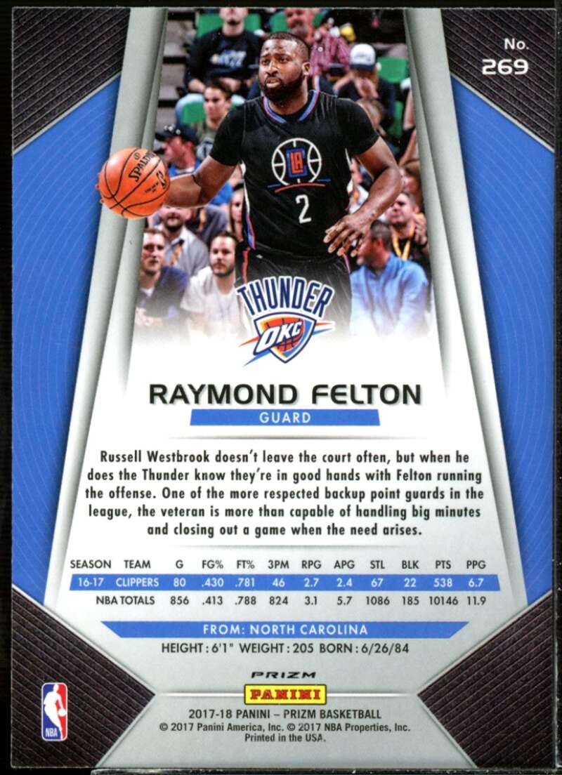 Raymond Felton Card 2017-18 Panini Prizm Prizms Red White and Blue #269  Image 2