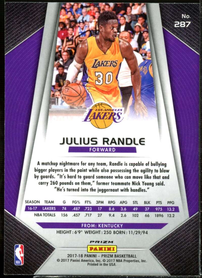 Julius Randle Card 2017-18 Panini Prizm Prizms Red White and Blue #287  Image 2
