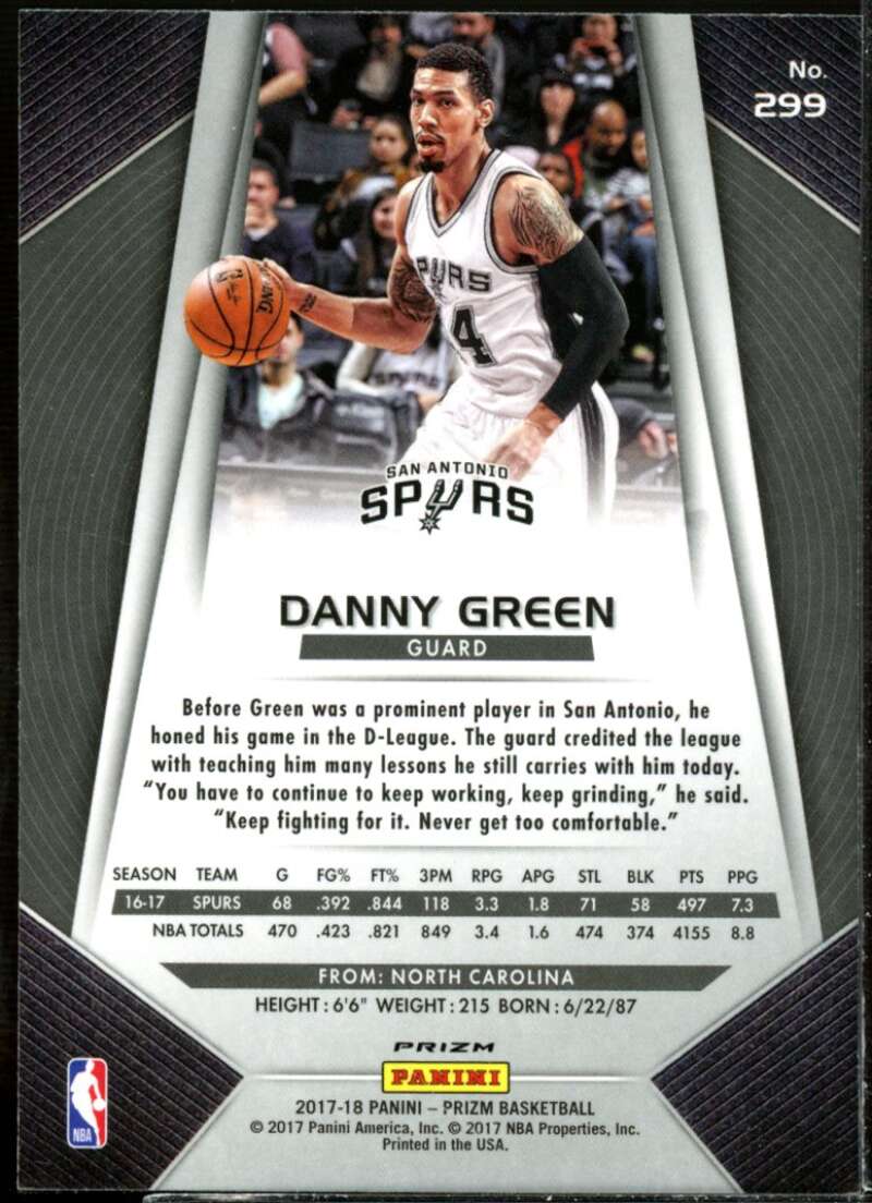 Danny Green Card 2017-18 Panini Prizm Prizms Red White and Blue #299  Image 2