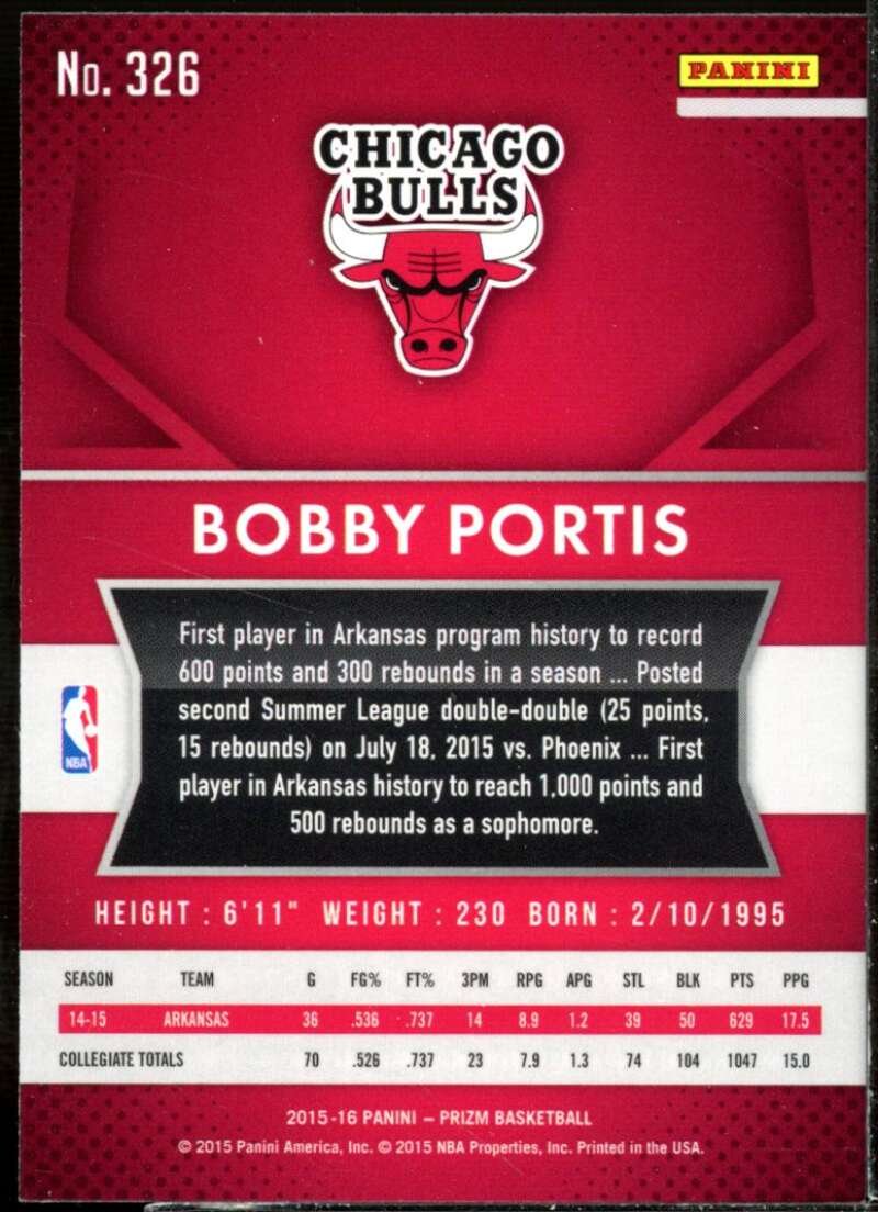 Bobby Portis Rookie Card 2015-16 Panini Prizm #326  Image 2