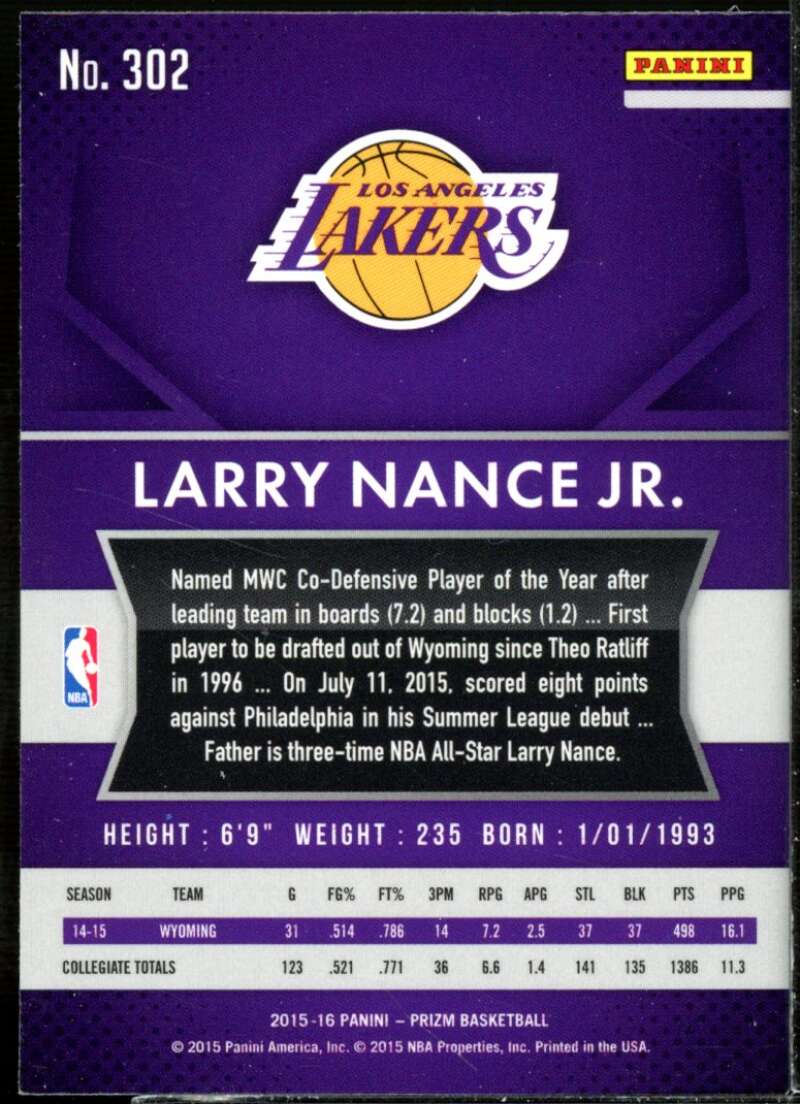 Larry Nance Jr. Rookie Card 2015-16 Panini Prizm #302  Image 2