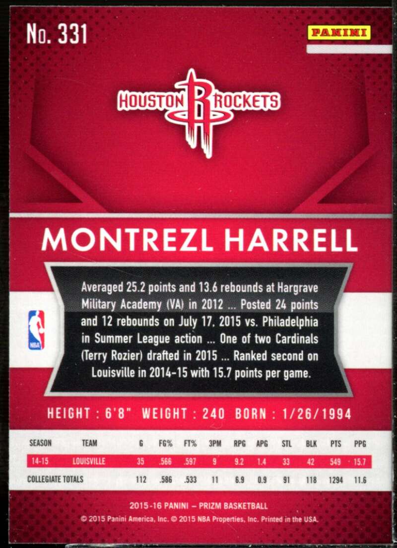 Montrezl Harrell Rookie Card 2015-16 Panini Prizm #331  Image 2