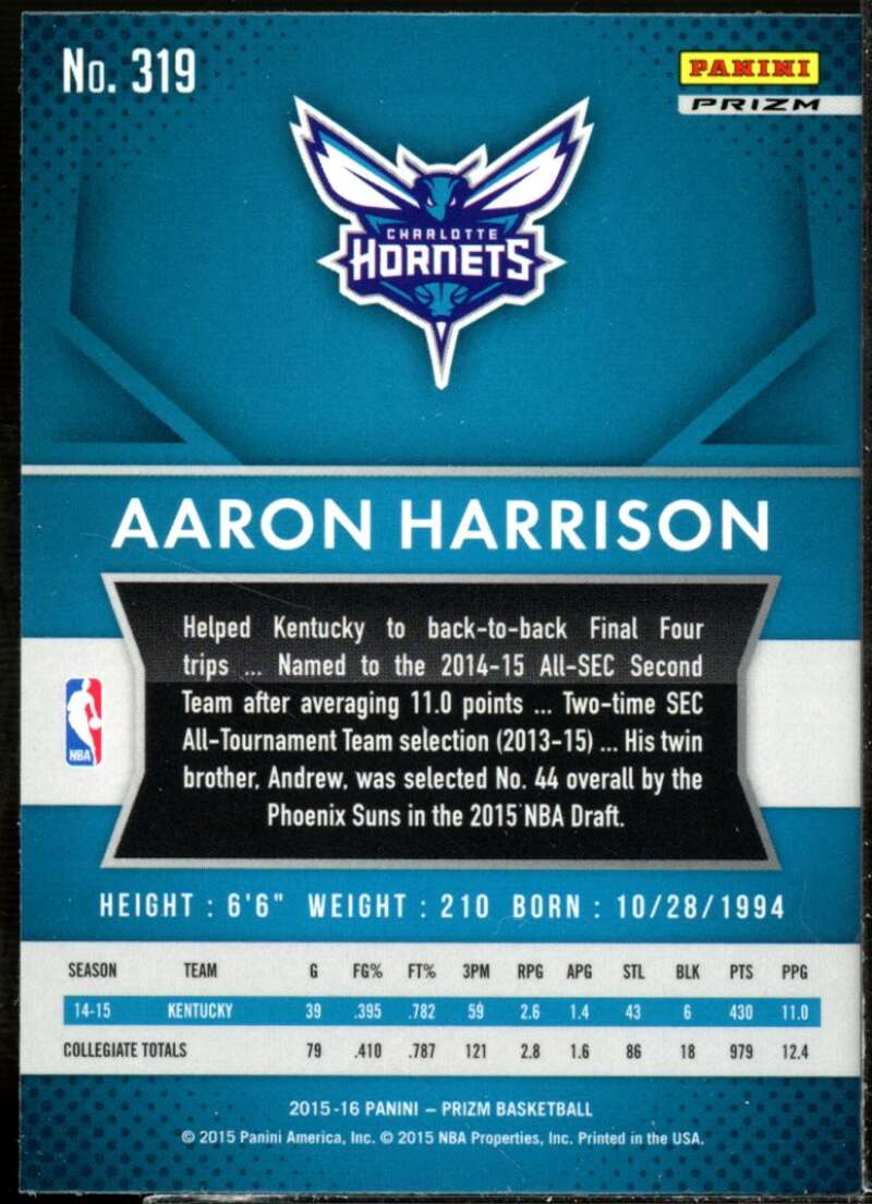 Aaron Harrison Rookie Card 2015-16 Panini Prizm Prizms Silver #319  Image 2