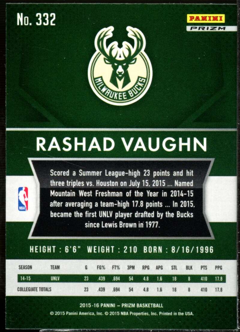 Rashad Vaughn Rookie Card 2015-16 Panini Prizm Prizms Silver #332  Image 2