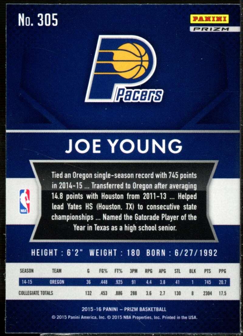 Joe Young Rookie Card 2015-16 Panini Prizm Prizms Red White Blue #305  Image 2