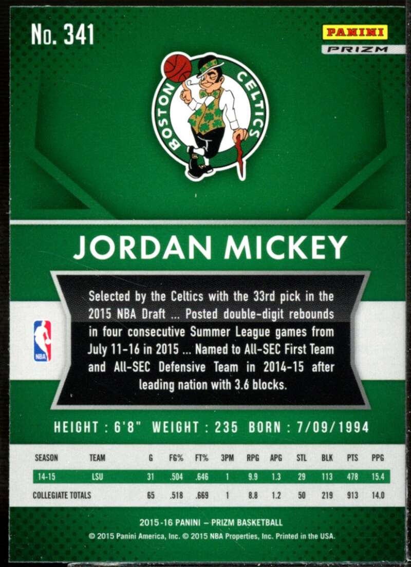 Jordan Mickey Rookie Card 2015-16 Panini Prizm Prizms Red White Blue #341  Image 2