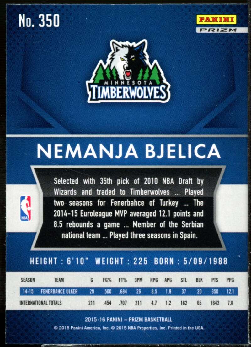 Nemanja Bjelica Rookie Card 2015-16 Panini Prizm Prizms Red White Blue #350  Image 2