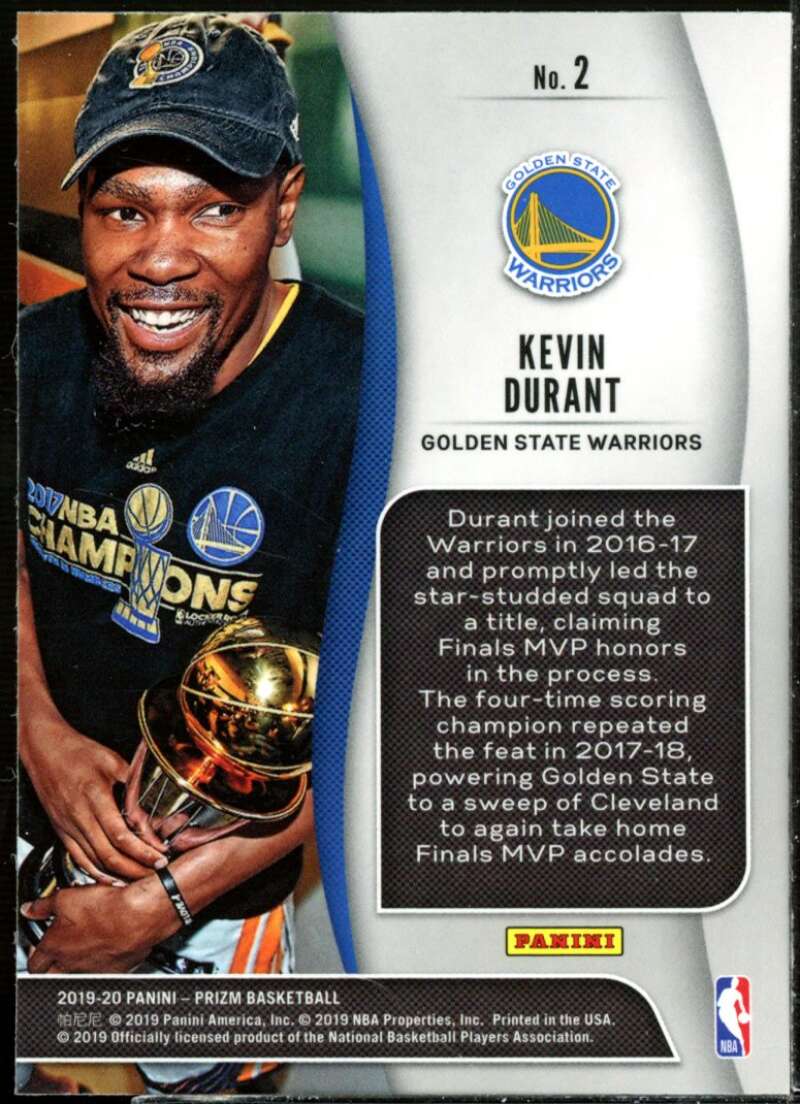 Kevin Durant Card 2019-20 Panini Prizm NBA Finalists #2  Image 2