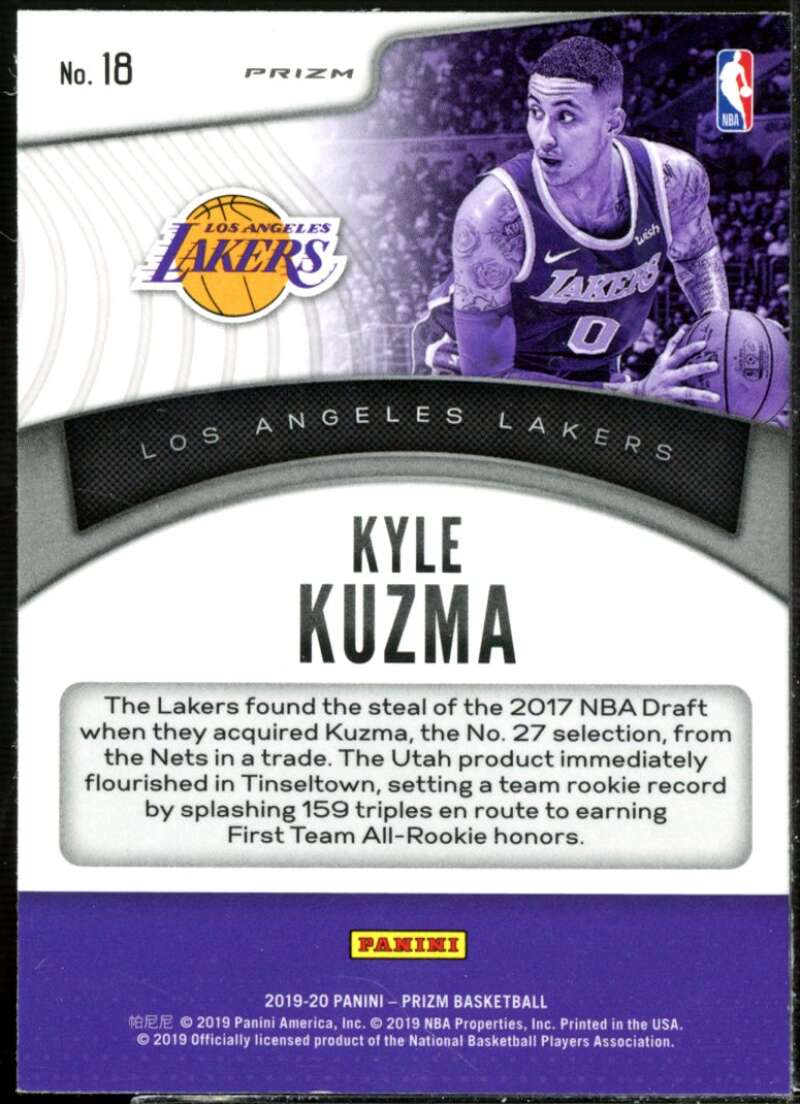 Kyle Kuzma Card 2019-20 Panini Prizm Dominance Prizms Silver #18  Image 2