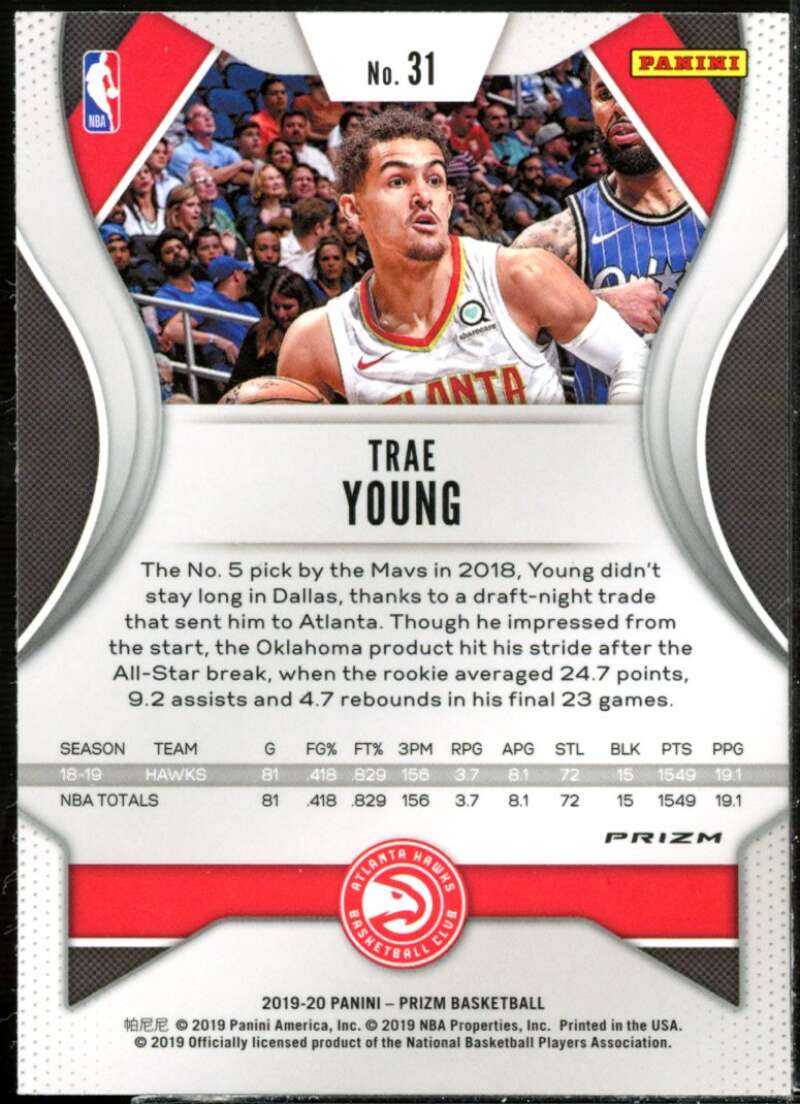 Trae Young Card 2019-20 Panini Prizm Prizms Silver #31  Image 2