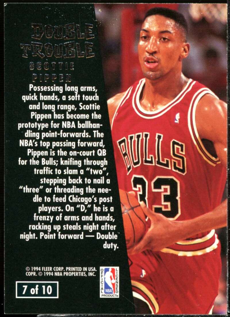 Scottie Pippen Card 1994-95 Ultra Double Trouble #7  Image 2
