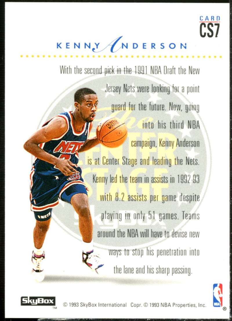 Kenny Anderson Card 1993-94 SkyBox Premium Center Stage #CS7  Image 2