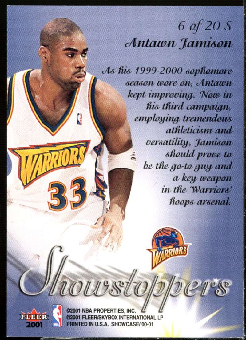 Antawn Jamison Card 2000-01 Fleer Showcase Showstoppers #6  Image 2