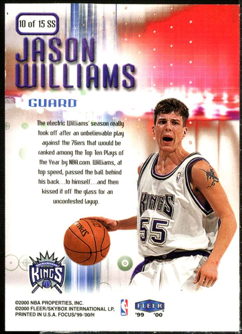 Jason Williams Card 1999-00 Fleer Focus Soar Subjects #SS10  Image 2