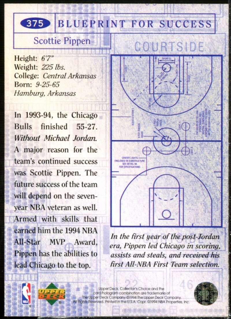 Scottie Pippen BP Card 1994-95 Collector's Choice Silver Signature #375  Image 2