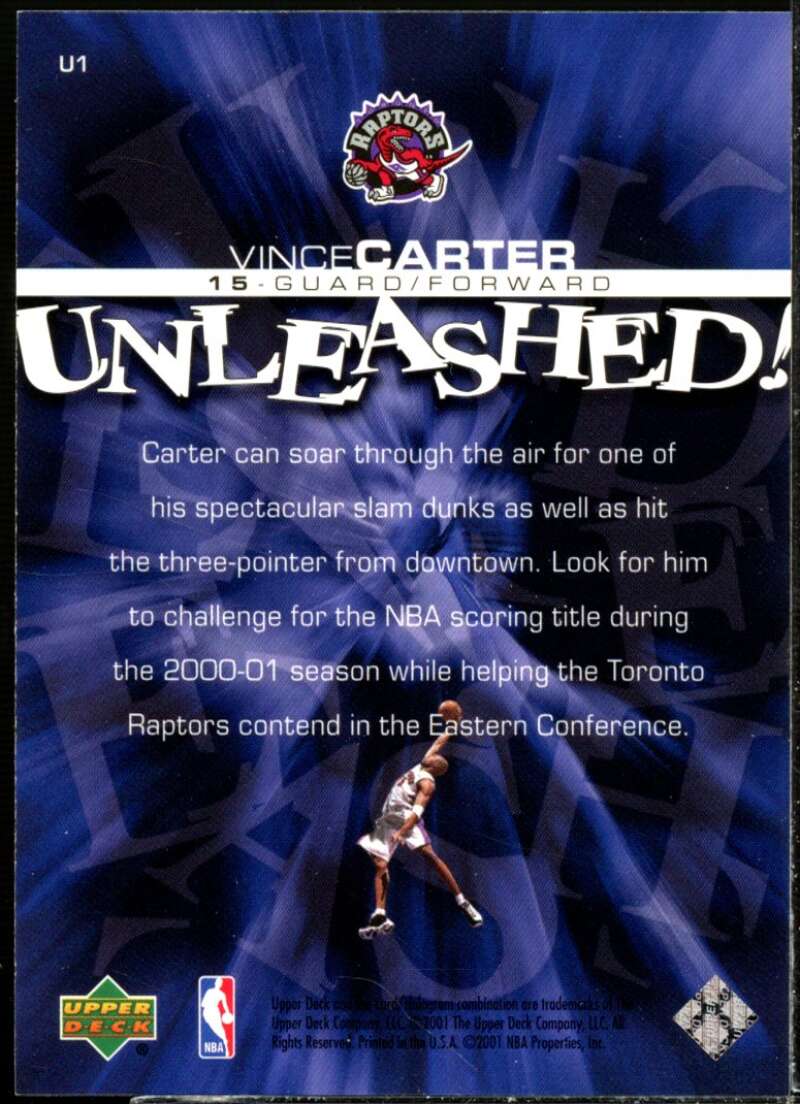 Vince Carter Card 2000-01 Upper Deck Unleashed #U1  Image 2