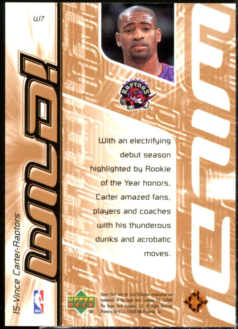 Vince Carter Card 1999-00 Upper Deck Wild! #W7  Image 2