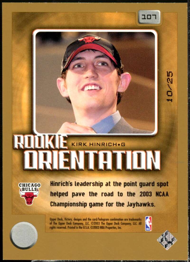 Kirk Hinrich Rookie Card 2003-04 Upper Deck Victory Parallel #107  Image 2
