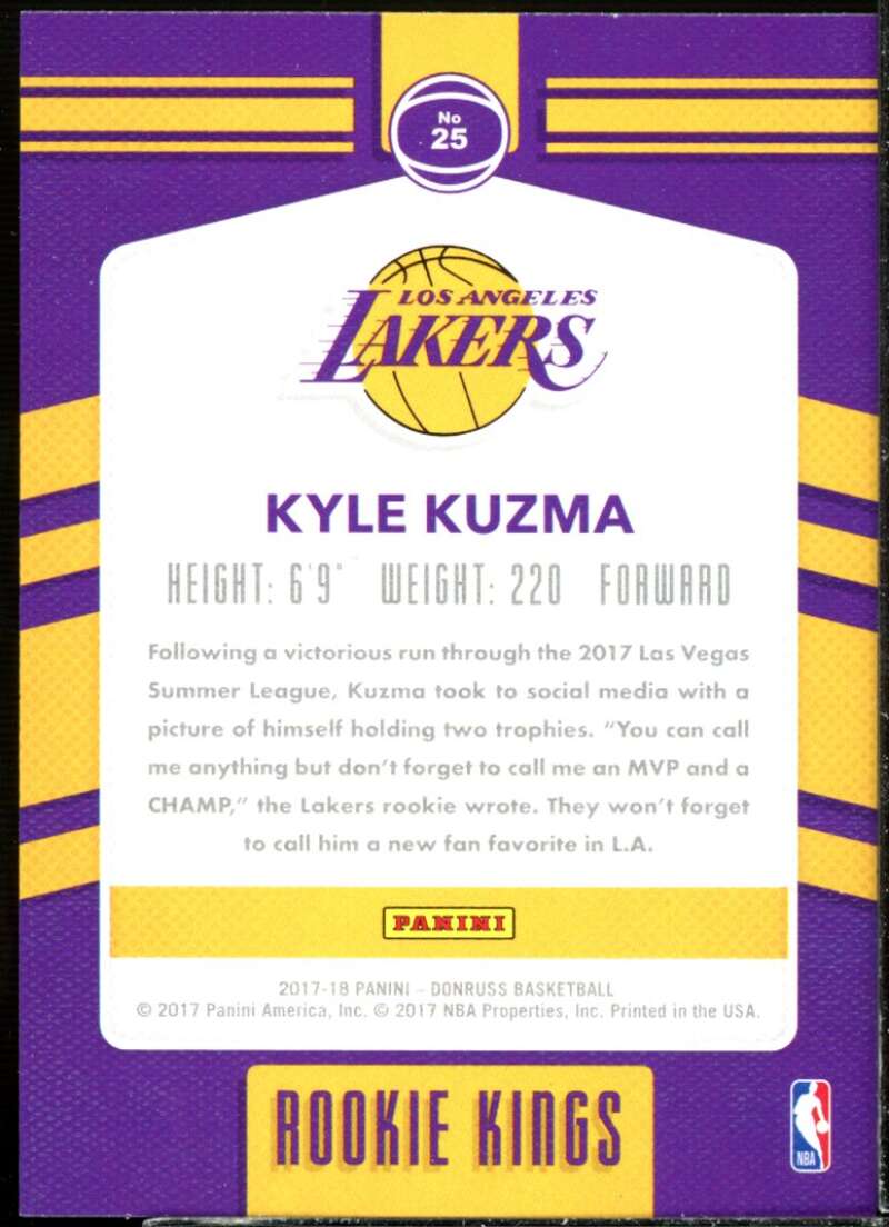 Kyle Kuzma Rookie Card 2017-18 Donruss Rookie Kings #25  Image 2