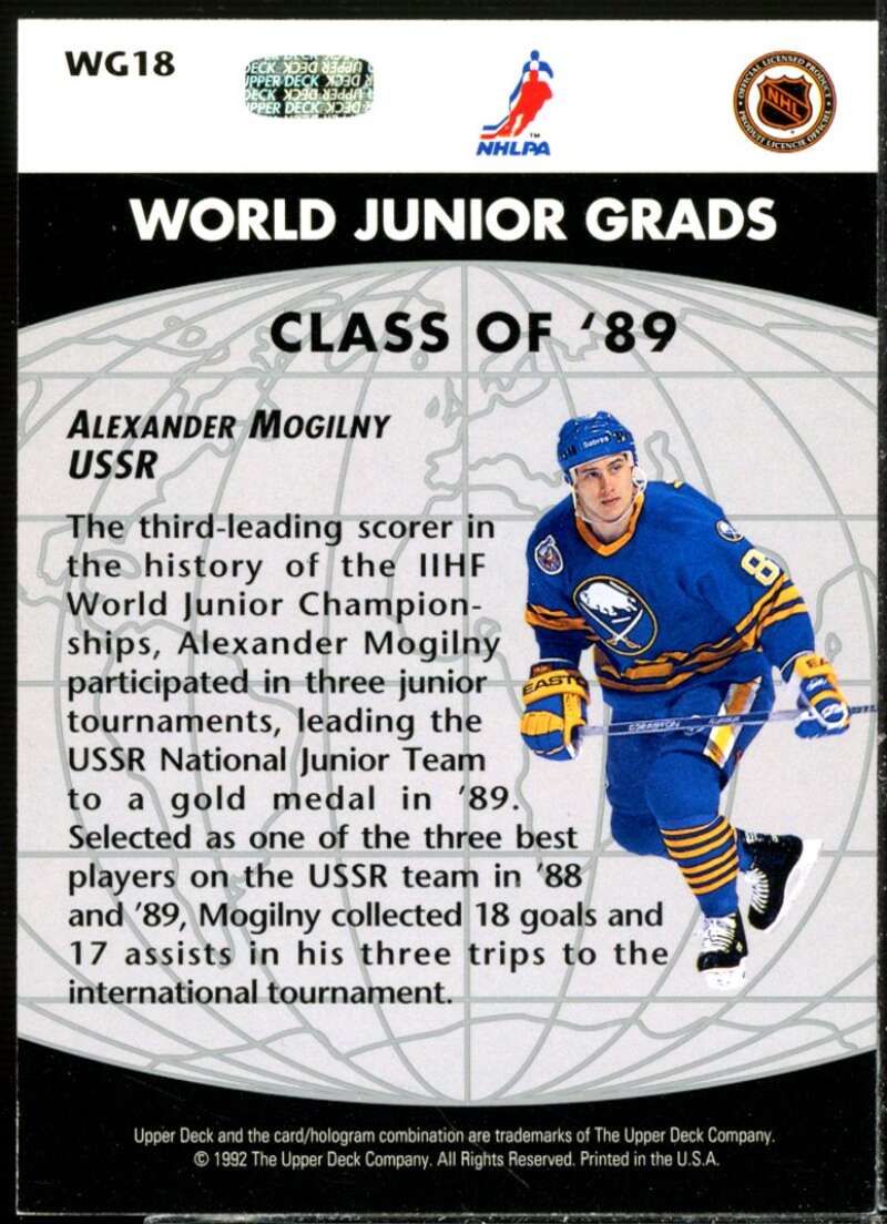 Alexander Mogilny Rookie Card 1992-93 Upper Deck World Junior Grads #WG18  Image 2