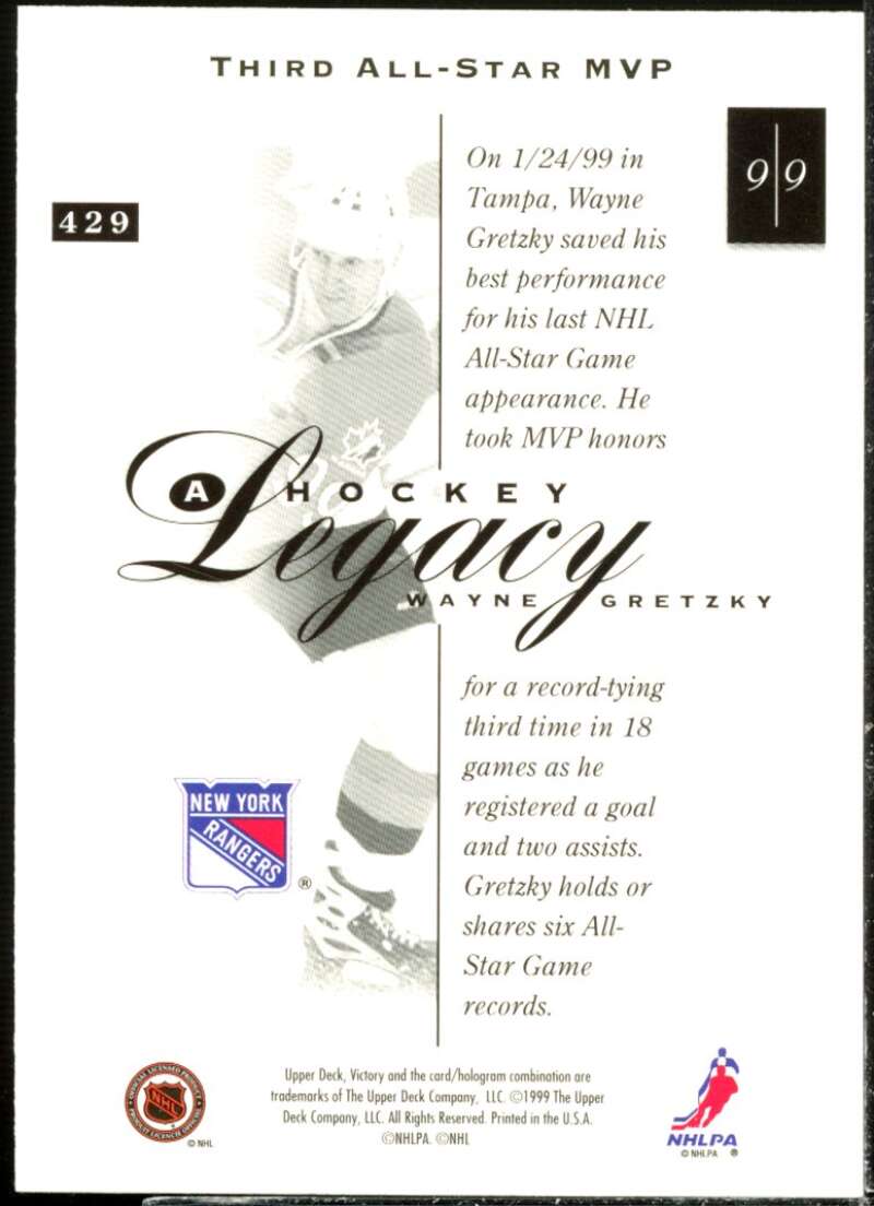 Wayne Gretzky Card 1999-00 Upper Deck Victory #429  Image 2