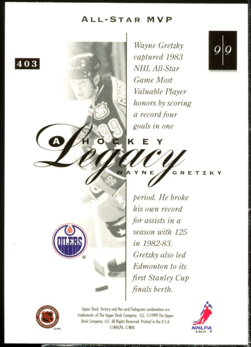 Wayne Gretzky Card 1999-00 Upper Deck Victory #403  Image 2